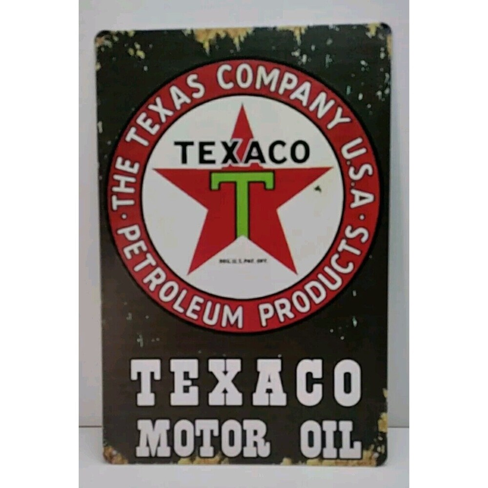 Tin Sign-Texaco Motor Oil- Reproduction- Retro- Vintage Style